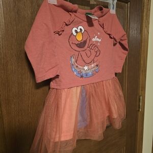 Girls Sesame Street Elmo Dress in Red With A Rainbow Glitter Tutu 2T EUC